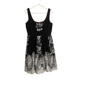 Speechless Women Black White Floral Print Fit Flare Dress L Summer‎ Stretch